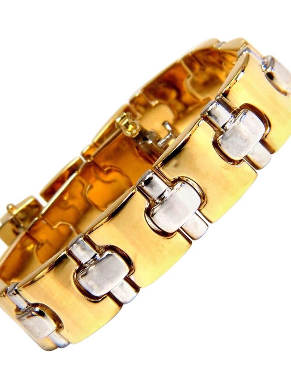 18 Karat Yellow Gold Wide Caliber Bracelet 1990s Nostalgia*